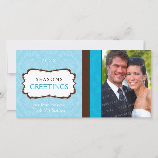 Cartes Pour Fêtes Annuelles PHOTOCARD ÉLÉGANT : : divinement damassé L4 (Devant)