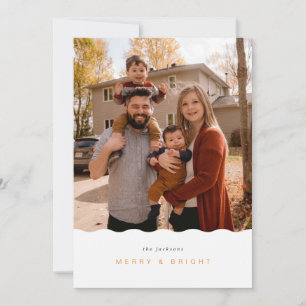 Cartes Pour Fêtes Annuelles Photocard Merry & Bright avec cadre ondulé