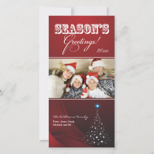 Cartes Pour Fêtes Annuelles Photocarte de Noël Sparkly Tree (rouge)