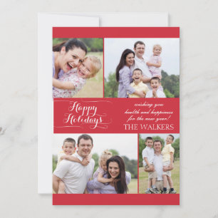Cartes Pour Fêtes Annuelles Photocarte de vacances rouge