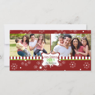 Cartes Pour Fêtes Annuelles Photocarte de vacances rouge décorative avec cadre