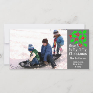 Cartes Pour Fêtes Annuelles Photocartes de Noël Holly Jolly (Gris)