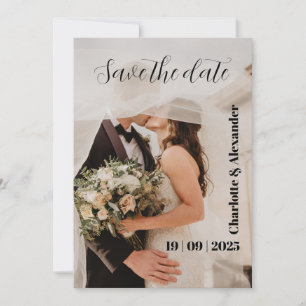 Cartes Pour Fêtes Annuelles Photographie blanche Enregistrer la date Invitatio