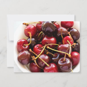 Cartes Pour Fêtes Annuelles Photographie de Cerises Rouges Fraîches dans un Bo