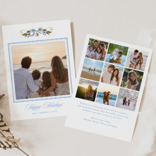 Cartes Pour Fêtes Annuelles Photographie de guirlande côtière bleue et or