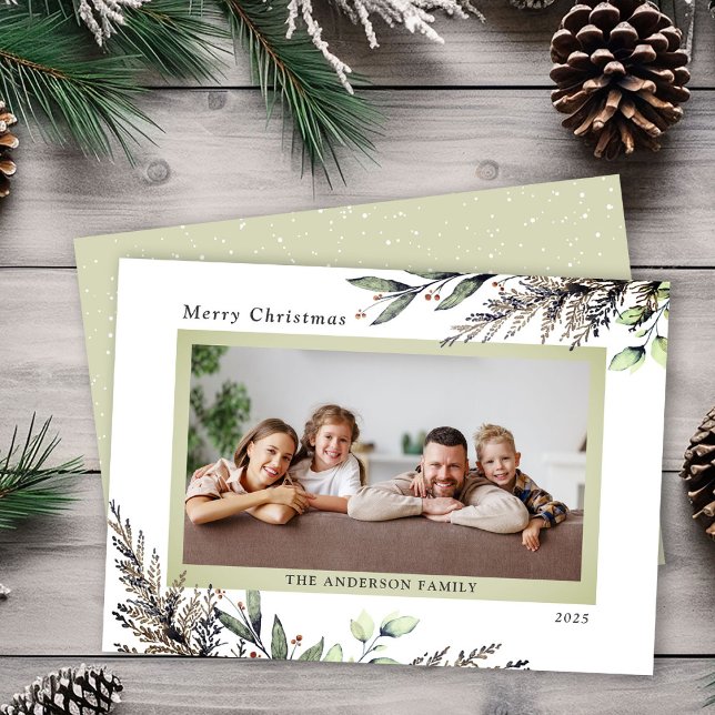 Cartes Pour Fêtes Annuelles Photographie de la verdure hivernale (Créateur téléchargé)