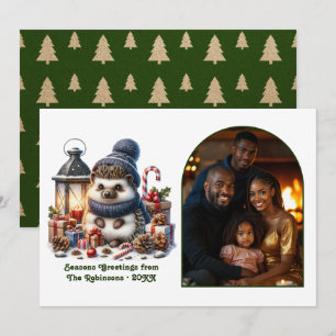 Cartes Pour Fêtes Annuelles Photographie de Noël de la forêt cosy avec un héri