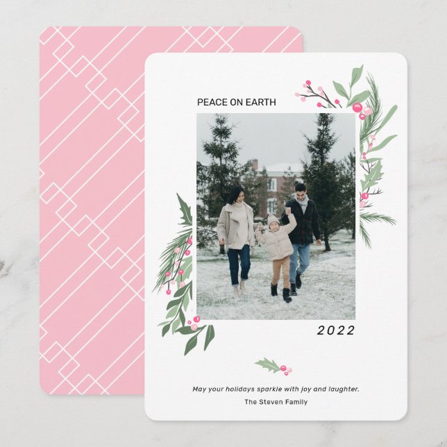 Cartes Pour Fêtes Annuelles Photographie de Noël élégante et moderne (Devant / Derrière)