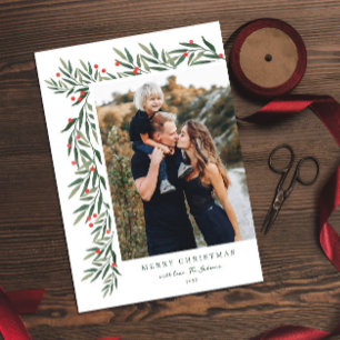 Cartes Pour Fêtes Annuelles Photographie de Noël en blanc de verdure hivernale