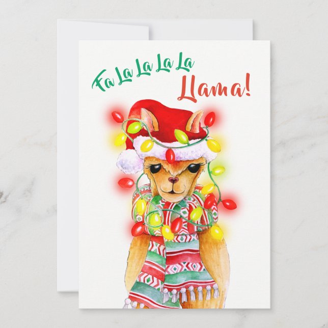 Cartes Pour Fêtes Annuelles Photographie de Noël fantaisie Lama et motif (Devant)