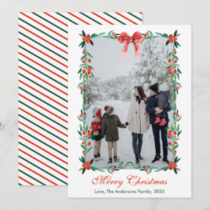 Cartes Pour Fêtes Annuelles Photographie de verdure de Noël avec ruban aquarel