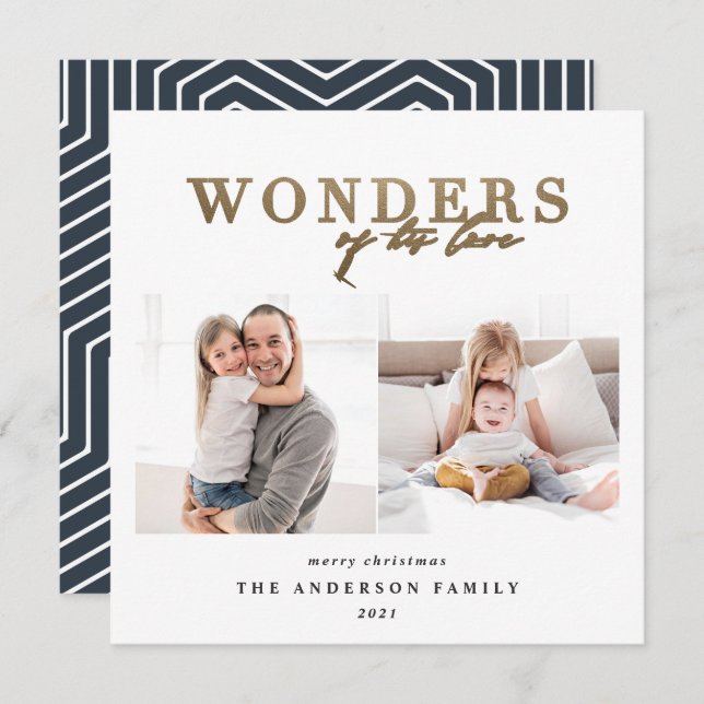 Cartes Pour Fêtes Annuelles Photographie géométrique en or religieux moderne N (Devant / Derrière)