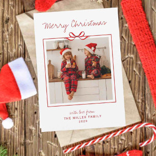 Cartes Pour Fêtes Annuelles Photographie moderne de Noël rouge et blanc