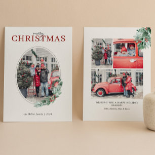 Cartes Pour Fêtes Annuelles Photographie ovale de verdure à l'aquarelle avec d