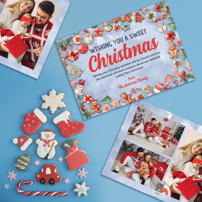 Cartes Pour Fêtes Annuelles Photographies de famille de biscuits de Noël (Créateur téléchargé)