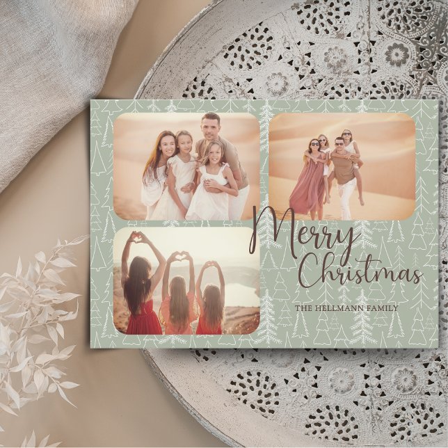 Cartes Pour Fêtes Annuelles Photos boho tendance moderne Joyeux arbres de Noël (Créateur téléchargé)