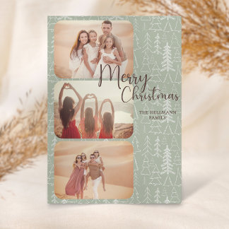Cartes Pour Fêtes Annuelles Photos boho tendance moderne Joyeux arbres de Noël