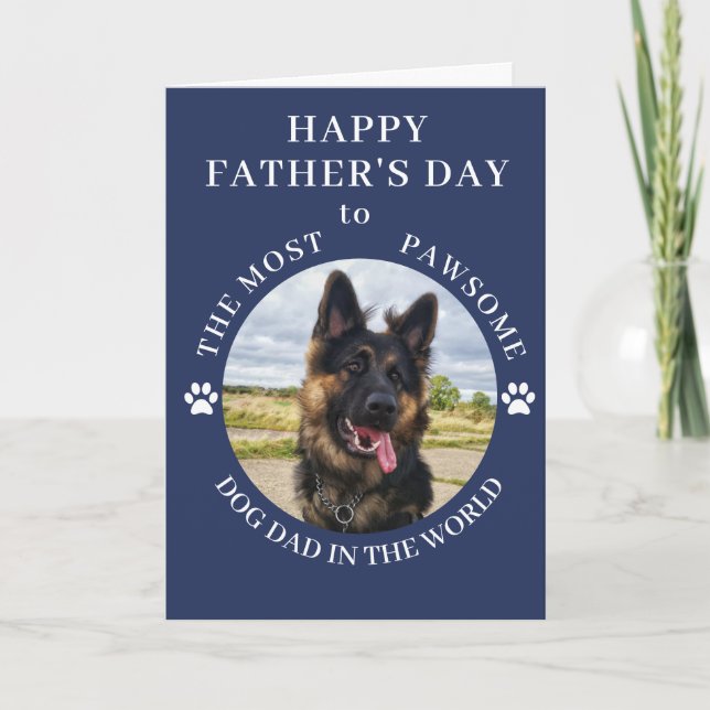 Cartes Pour Fêtes Annuelles Photos de Chien Papa le plus pawsome Bleu (Devant)