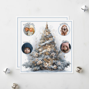 Cartes Pour Fêtes Annuelles Photos de famille Aquarelle Arbre de Noël
