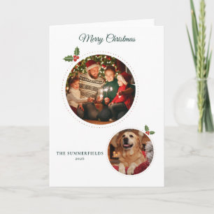 Cartes Pour Fêtes Annuelles Photos de famille et de chien à Noël Mignons