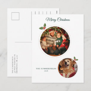 Cartes Pour Fêtes Annuelles Photos de famille et de chien de Noël botanique
