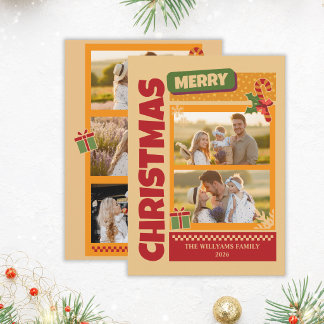 Cartes Pour Fêtes Annuelles Photos de famille modernes rétro audacieuses pour