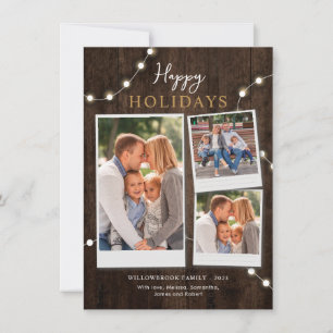 Cartes Pour Fêtes Annuelles Photos de famille rustiques Noël Bois