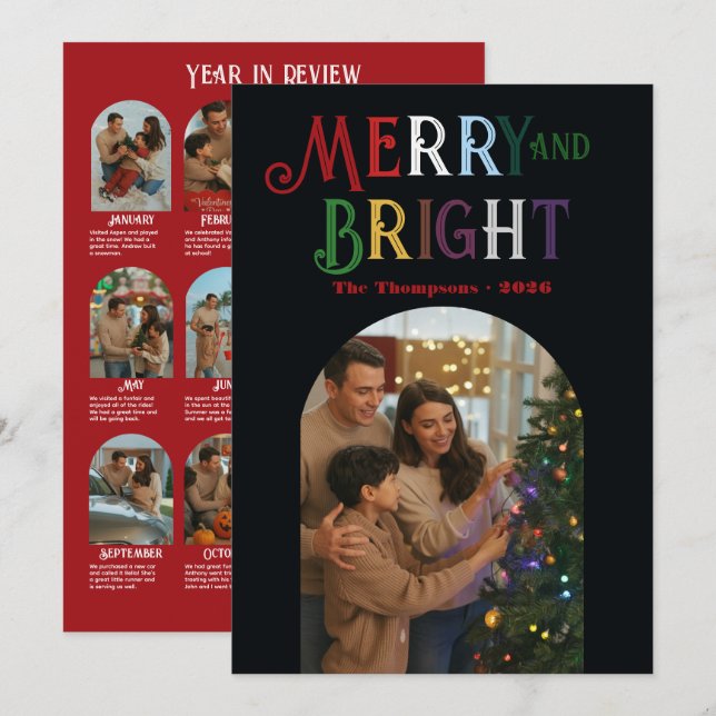 Cartes Pour Fêtes Annuelles Photos de fin d'année sur des tons de bijoux pour  (Devant / Derrière)