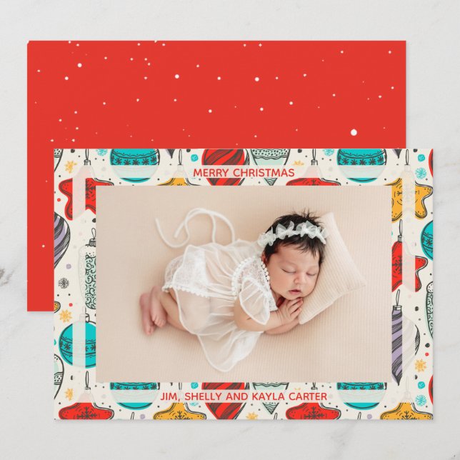 Cartes Pour Fêtes Annuelles Photos de Noël Annonces de naissance (Devant / Derrière)