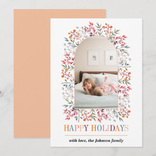 Cartes Pour Fêtes Annuelles Photos de Noël colorées par l'arc de baies et de f