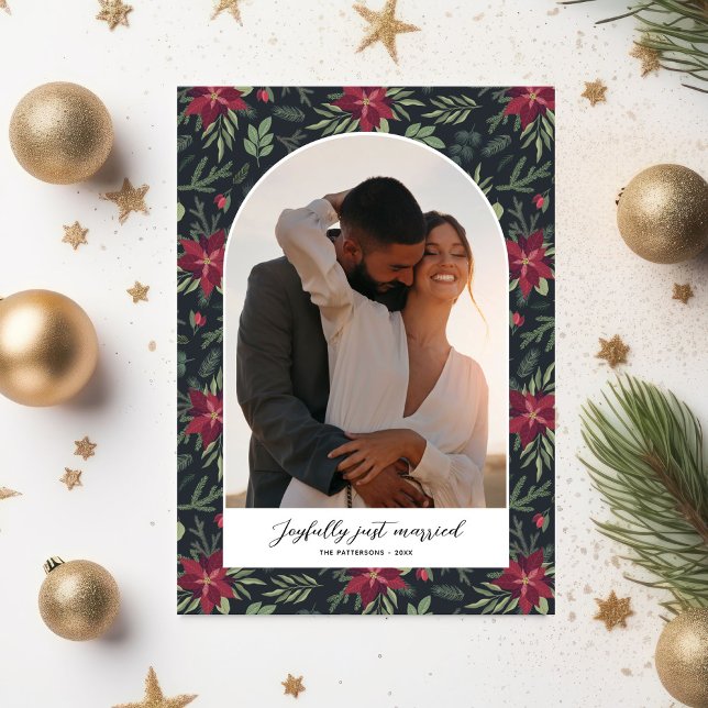 Cartes Pour Fêtes Annuelles Photos de Noël de mariage joyeux avec arche floral (Créateur téléchargé)