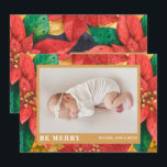 Cartes Pour Fêtes Annuelles Photos de Noël Poinsettia Annonces de naissance<br><div class="desc">Les annonces de naissance élégamment sucrées présentent votre photo préférée de nouveau-né sur un arrière - plan poinsettia, le nom de votre bébé dans un grand script, les statistiques de naissance et les noms des parents dans n'importe quelle police et couleur de police. **AJOUTER plus de photos ou de détails...</div>