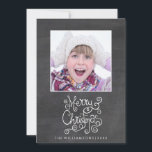 Cartes Pour Fêtes Annuelles Photos de Noël Whimsical Chalkboard<br><div class="desc">Répandez un peu de joie de vacances avec ce carte photo de vacances amusant avec un modèle de Joyeux Noël Typographie/Calligraphie, votre photo et le nom mis contre un arrière - plan de tableau noir. L'arrière de l'hôtel comporte une autre photo et votre message de vacances personnalisé. Branché et amusant,...</div>