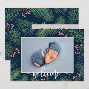 Cartes Pour Fêtes Annuelles Photos de Pins d'hiver Annonces de naissance