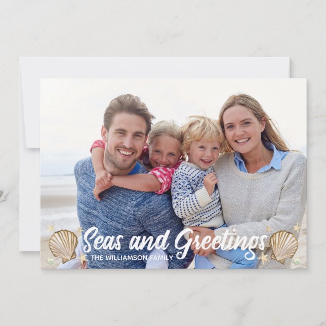 Cartes Pour Fêtes Annuelles Photos de plage Mer et Salutations Noël (Devant)