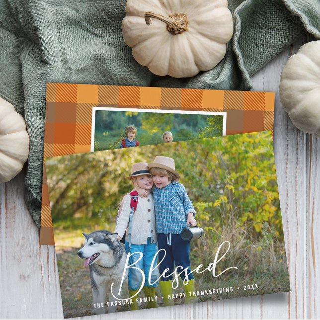 Cartes Pour Fêtes Annuelles Photos de Thanksgiving bénis (Blessed Thanksgiving Photos Holiday Card)