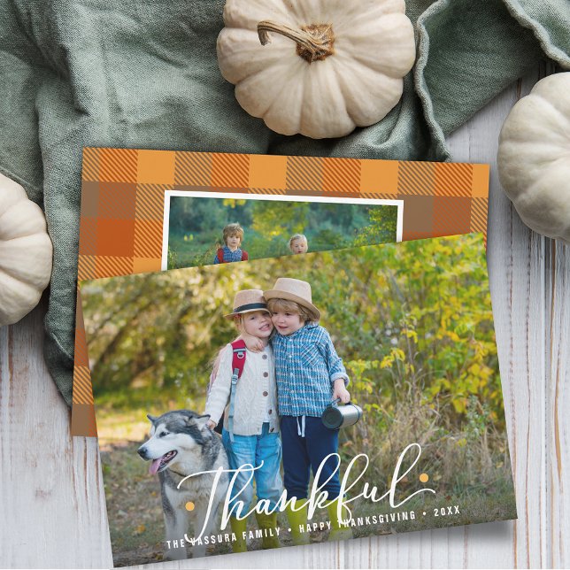 Cartes Pour Fêtes Annuelles Photos de Thanksgiving reconnaissants (Thankful Thanksgiving Photos Holiday Card)