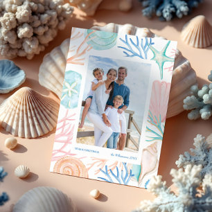 Cartes Pour Fêtes Annuelles Photos du Coastère de Noël Watercolor Seashell Two