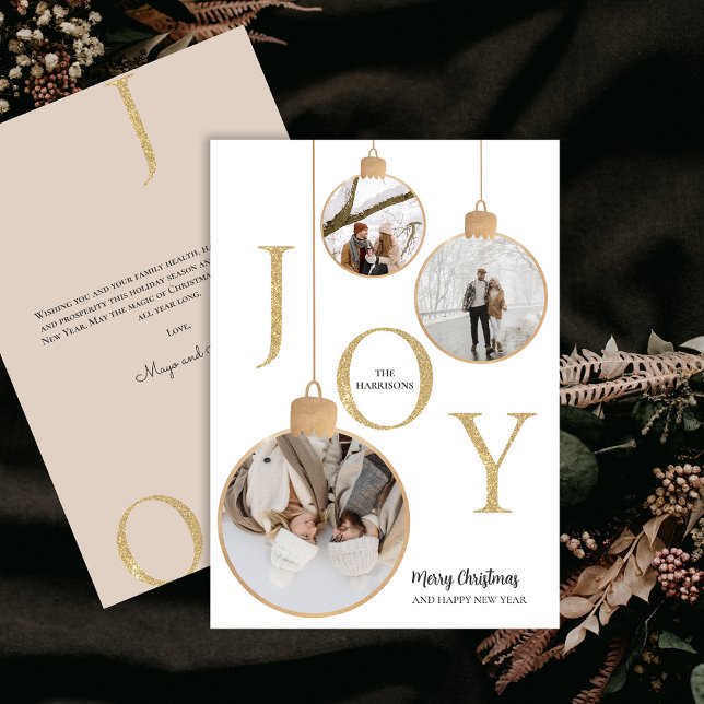 Cartes Pour Fêtes Annuelles Photos JOY White Christmas Bell Holiday Card (Photos JOY White Christmas Bell Holiday Card)