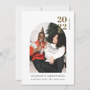 Cartes Pour Fêtes Annuelles Photos minimalistes Arc Or Couple Saisons Salutati