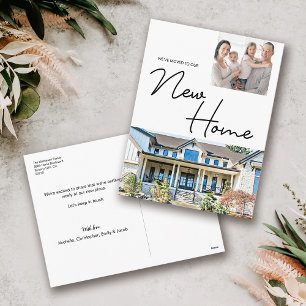 Cartes Pour Fêtes Annuelles Photos Nous avons déménagé Nouveau Home Script Adr