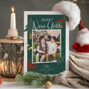 Cartes Pour Fêtes Annuelles Photos Nouvel An Famille Magie Vert Rouge Fêtes