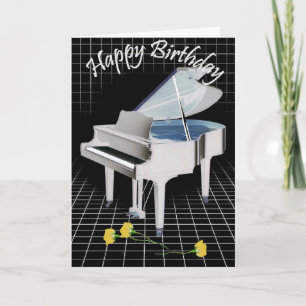Cartes Pour Fêtes Annuelles Piano blanc et Rose