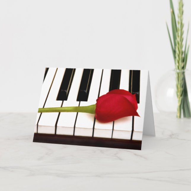 Cartes Pour Fêtes Annuelles Piano et rose III (Devant)