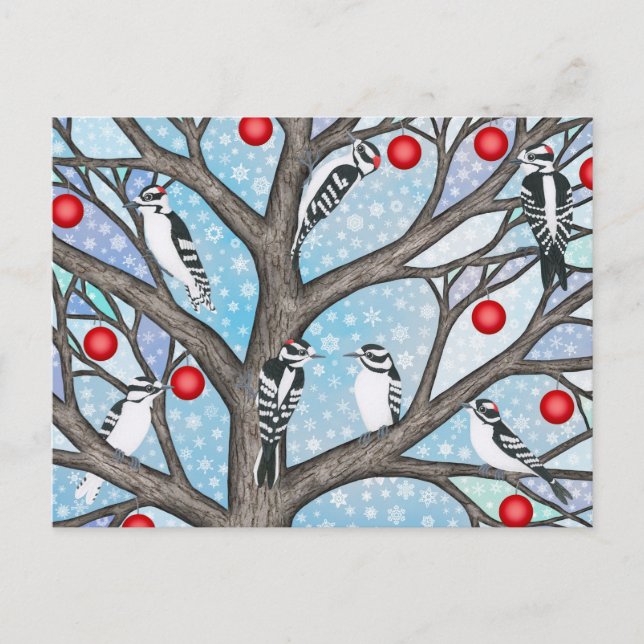 Cartes Pour Fêtes Annuelles Pic-de-bois dans le vitrail de Noël (Devant)