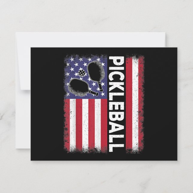 Cartes Pour Fêtes Annuelles Pickleball American Flag Drôle amusant Pickleball  (Devant)