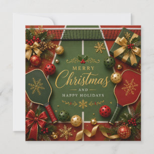 Cartes Pour Fêtes Annuelles Pickleball avec cadre de Noël