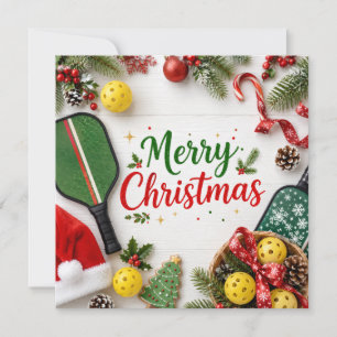 Cartes Pour Fêtes Annuelles Pickleball avec cadre de Noël