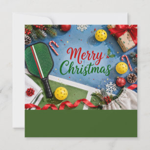 Cartes Pour Fêtes Annuelles Pickleball avec cadre de Noël