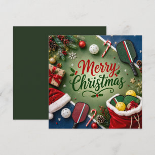 Cartes Pour Fêtes Annuelles Pickleball avec cadre de Noël